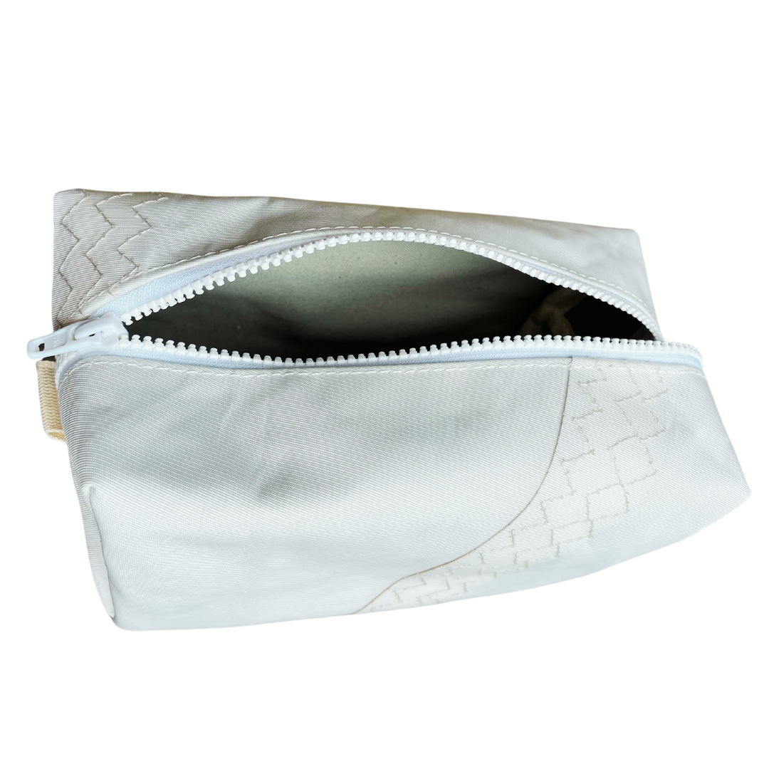 Repurposed sailcloth dopp kit small bag. Thick Dacron canvas with zipper. Handsome boat bag eco-friendly upcycled small organizer